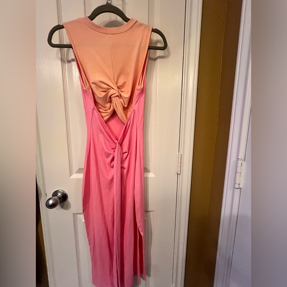 Pink and Orange Ribbed Dress, Size Small